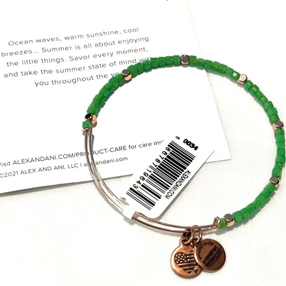 ALEX AND ANI GAIETY BEADED BRACELET, ROSE GOLD AND LIME - Picture 1 of 8